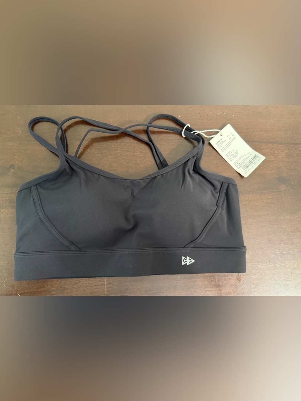 NWT Yvette Black Strappy-Back Light-Support Sports Bra Women’s Large